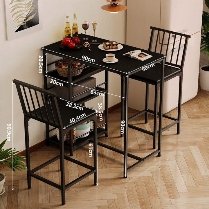 Zestaw Barowy Stół i 2 Krzesła – Czarny Loft – Komplet do Kuchni