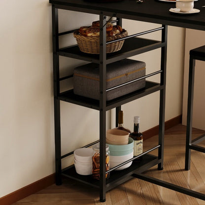 Zestaw Barowy Stół i 2 Krzesła – Czarny Loft – Komplet do Kuchni