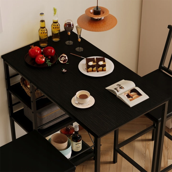 Zestaw Barowy Stół i 2 Krzesła – Czarny Loft – Komplet do Kuchni