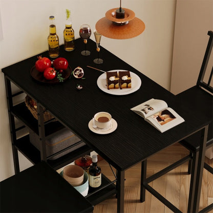 Zestaw Barowy Stół i 2 Krzesła – Czarny Loft – Komplet do Kuchni