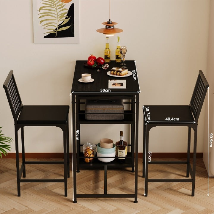 Zestaw Barowy Stół i 2 Krzesła – Czarny Loft – Komplet do Kuchni