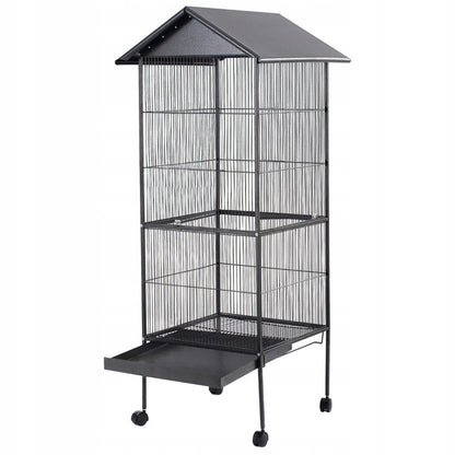 Klatka metalowa dla ptaków, czarna - 160 cm