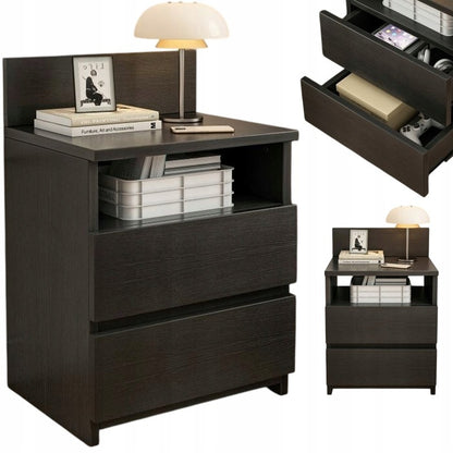 Szafka nocna 40cm stolik komoda 2 szuflady czarna loft nowoczesna sypialnia