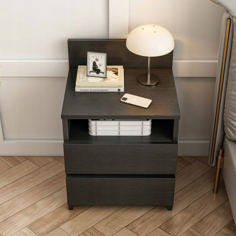 Szafka nocna 40cm stolik komoda 2 szuflady czarna loft nowoczesna sypialnia