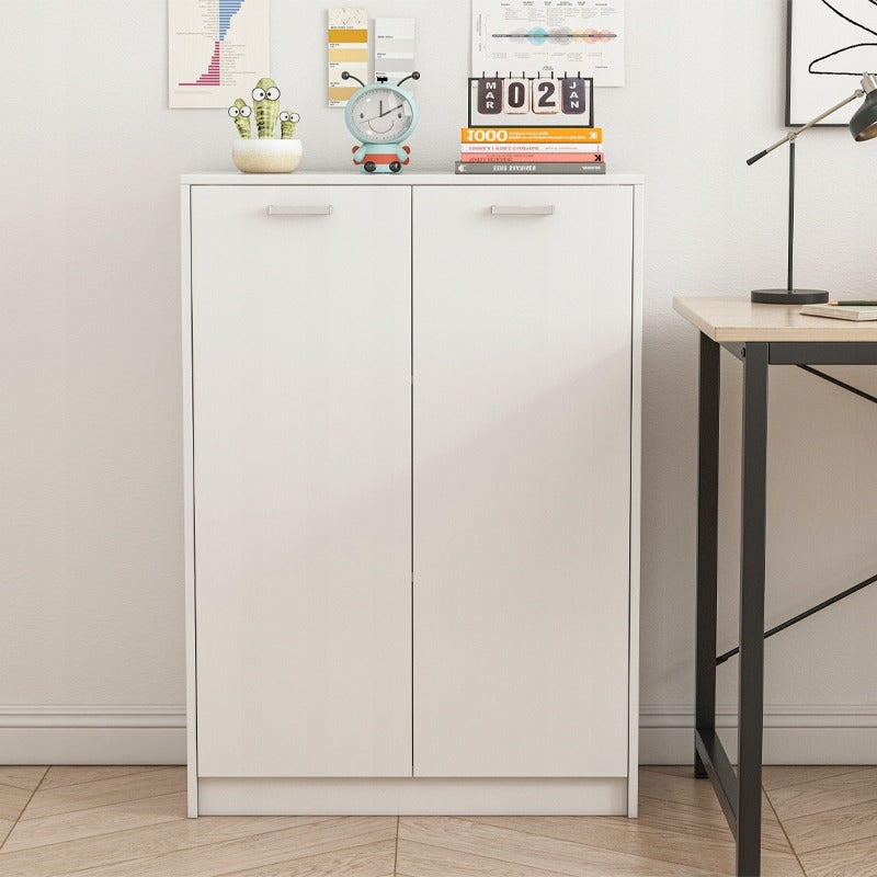 Biała szafka biurowa loft 108 cm – 2 drzwi, przestronne półki, niezależna