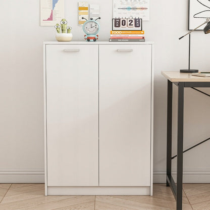 Biała szafka biurowa loft 108 cm – 2 drzwi, przestronne półki, niezależna