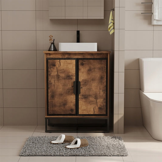 Szafka pod umywalkę do łazienki brązowa - 82 cm