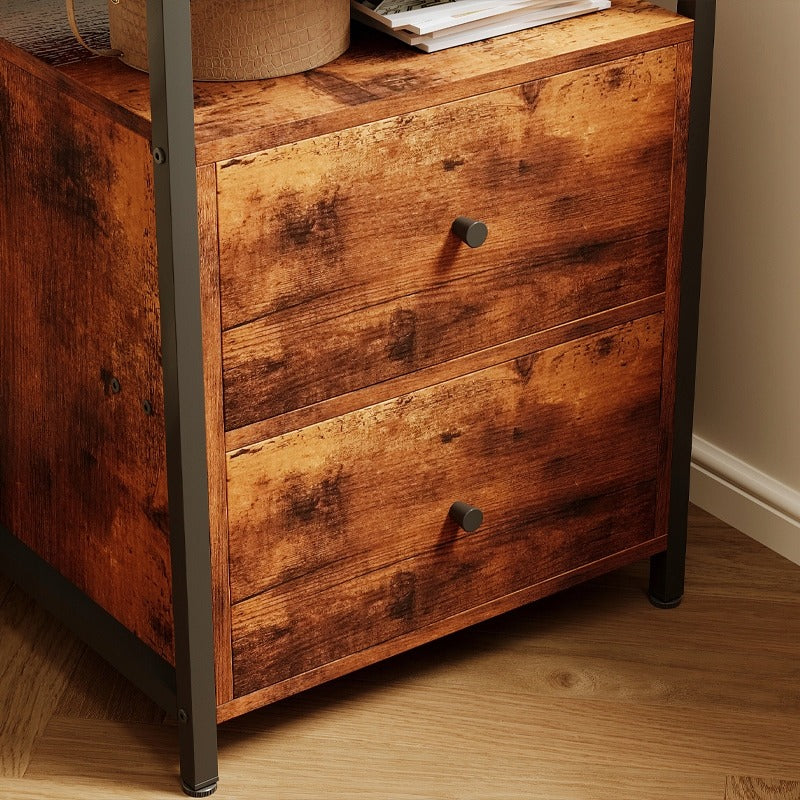 Szafka nocna / stolik do sypialni I salonu – loft, brąz rustykalny retro