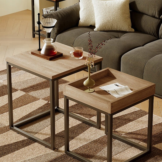 Stolik kawowy ława stół zestaw stolików 2w1 loft industrialny jasny brąz