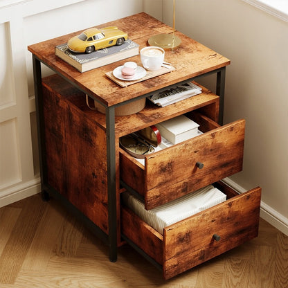 Szafka nocna / stolik do sypialni I salonu – loft, brąz rustykalny retro