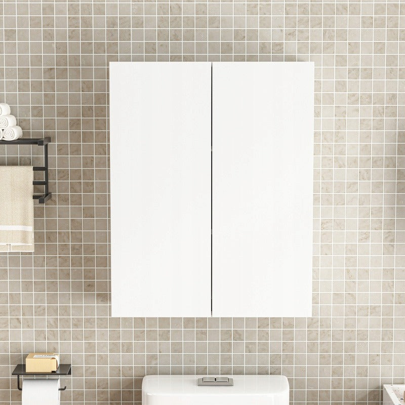Biała szafka łazienkowa wisząca 60 cm – z 2 drzwiami i 3 półkami, nowoczesna