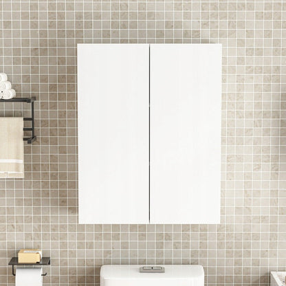 Biała szafka łazienkowa wisząca 60 cm – z 2 drzwiami i 3 półkami, nowoczesna