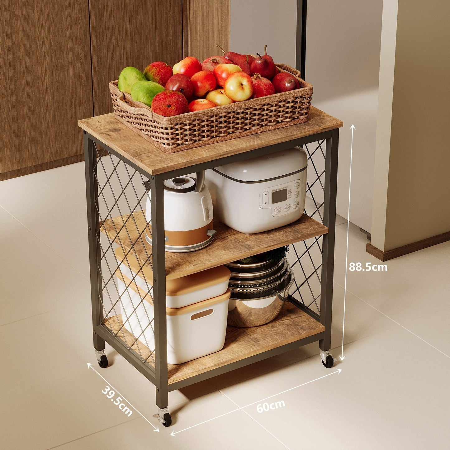 Szafka mobilna/ wózek kuchenny na kółkach, brązowa 60 cm