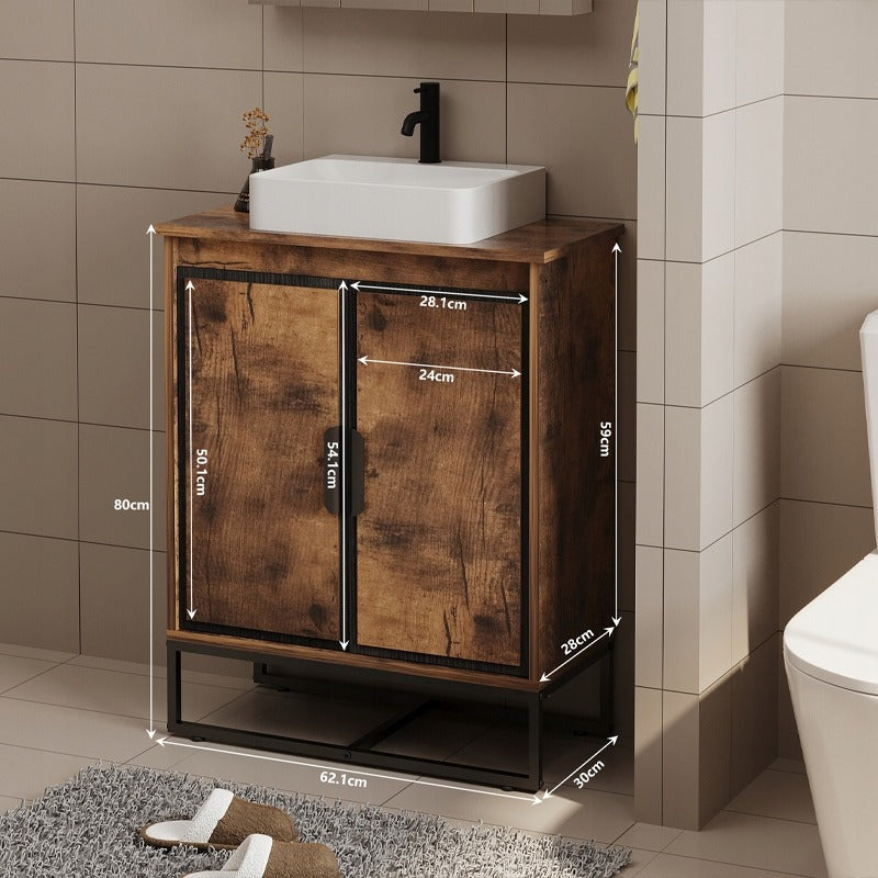 Szafka pod umywalkę do łazienki brązowa - 82 cm