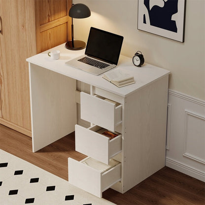 Biurko Komputerowe Loft z Szufladami Białe 90x50 cm Młodzieżowe Home Office