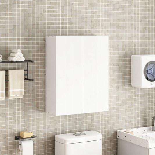 Biała szafka łazienkowa wisząca 60 cm – z 2 drzwiami i 3 półkami, nowoczesna