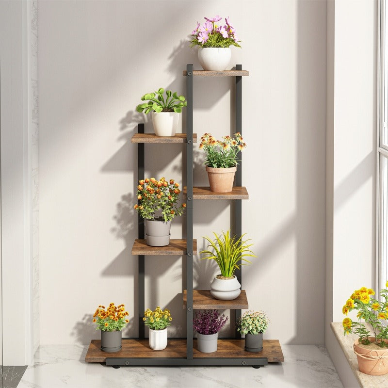 Kwietnik metalowy z półkami – 113 cm, styl industrialny
