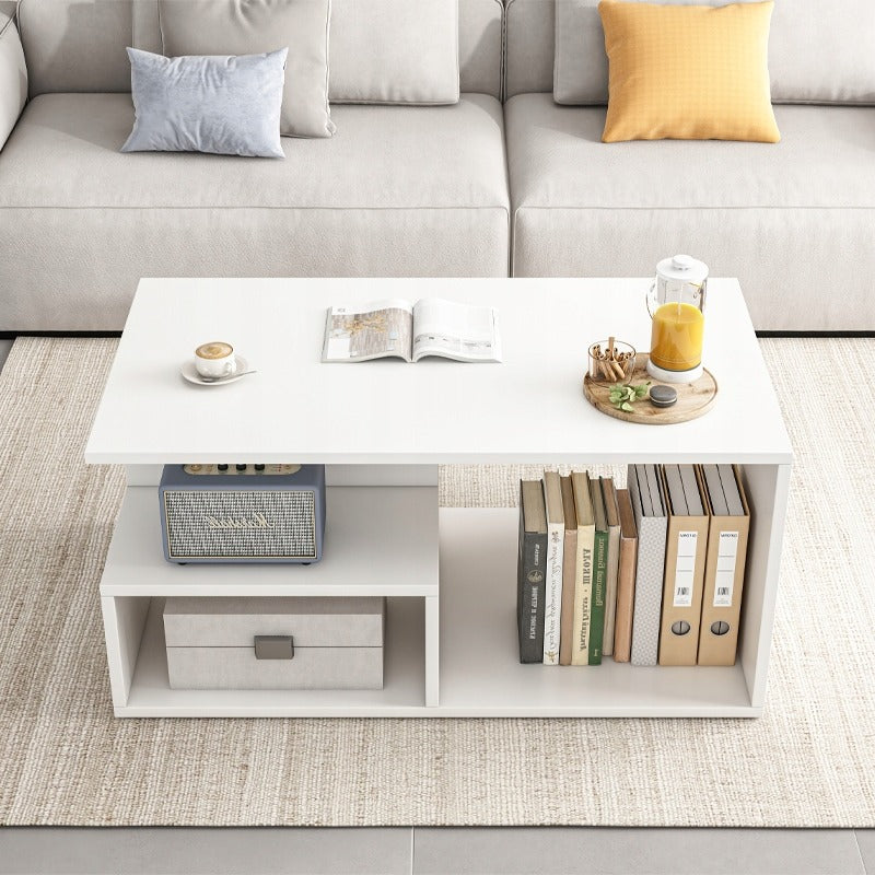 Biały stolik kawowy z półką 90x51x43 cm – nowoczesny i funkcjonalny design