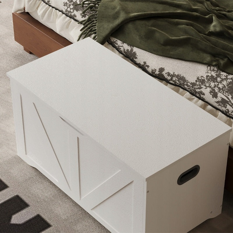 Drewniana duża skrzynia do przechowywania biała kufer na pościel loft 80 cm