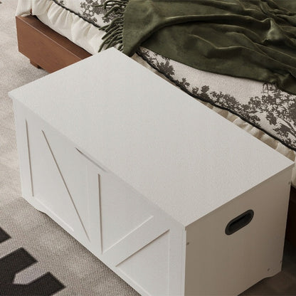 Drewniana duża skrzynia do przechowywania biała kufer na pościel loft 80 cm