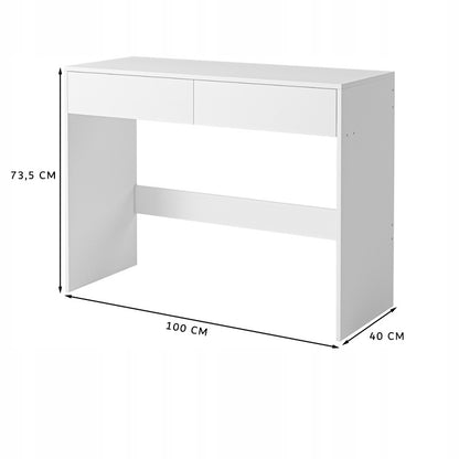 Biurko komputerowe białe 100 cm – nowoczesne, loft, 2 szuflady, stół toaletka