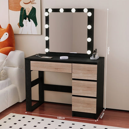Toaletka kosmetyczna nowoczesna czarny loft, 100 cm