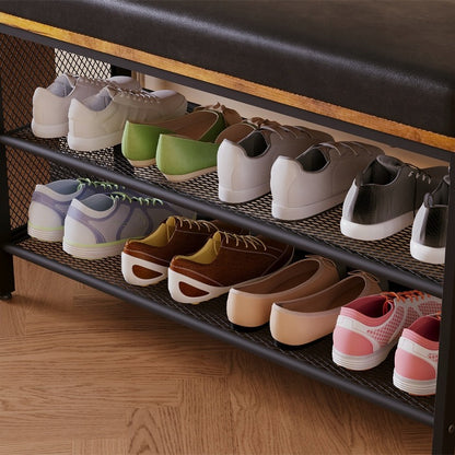 Szafka na buty regał z siedziskiem przedpokój rustykalny brąz półki loft