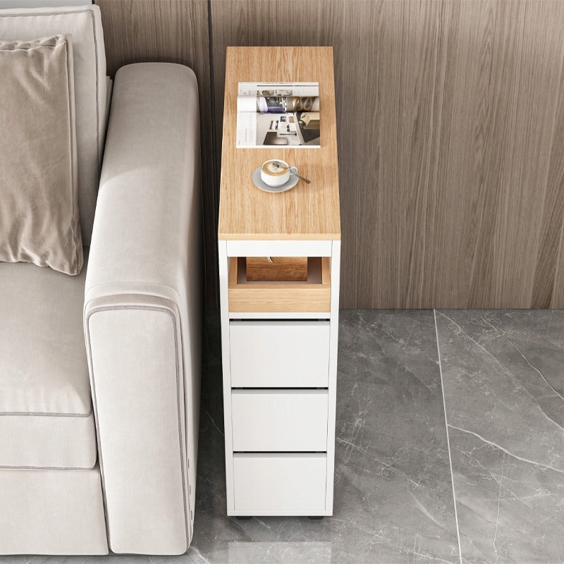 Szafka na kółkach z 3 szufladami, biała, 65x82x23 cm