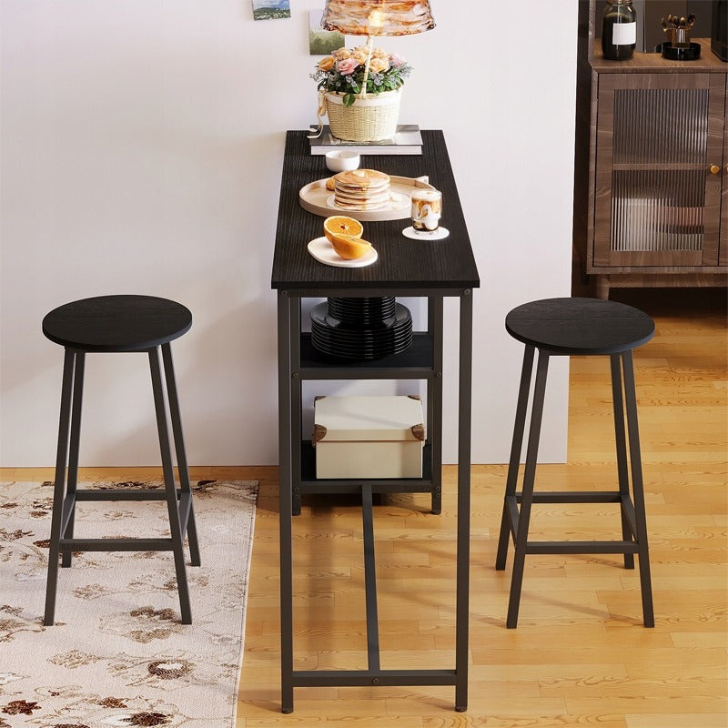 Zestaw barowy - stół + 2 krzesła – czarny – nowoczesny