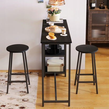 Zestaw barowy - stół + 2 krzesła – czarny – nowoczesny