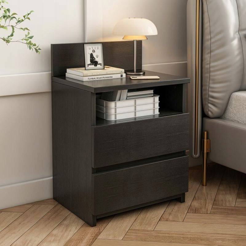 Szafka nocna 40cm stolik komoda 2 szuflady czarna loft nowoczesna sypialnia