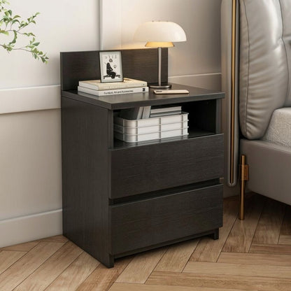 Szafka nocna 40cm stolik komoda 2 szuflady czarna loft nowoczesna sypialnia