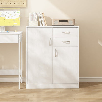 Nowoczesna biała komoda loft 74 cm – szuflady, półki i drzwi