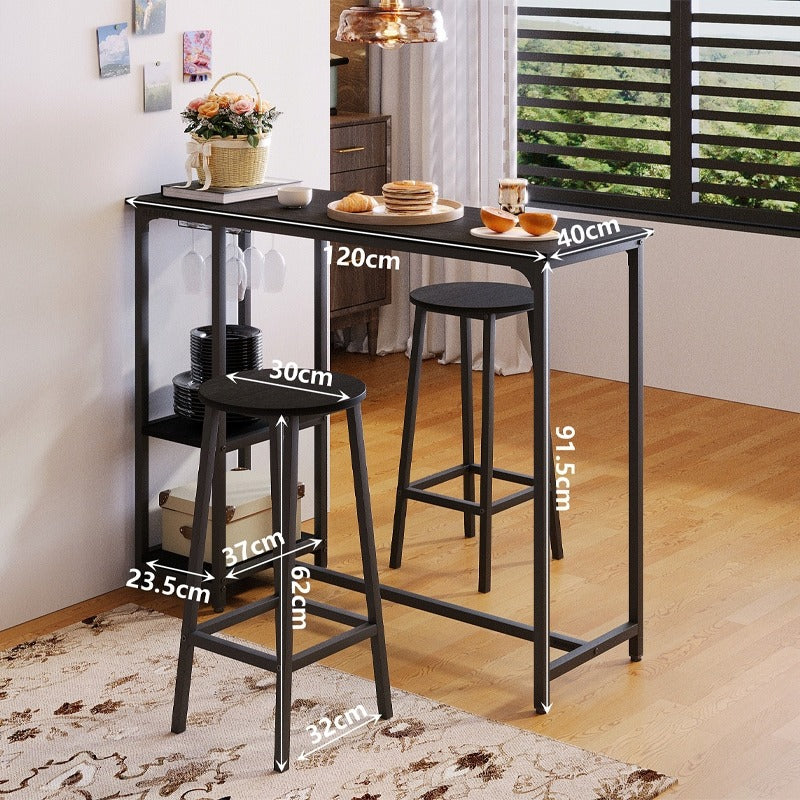 Zestaw barowy - stół + 2 krzesła – czarny – nowoczesny