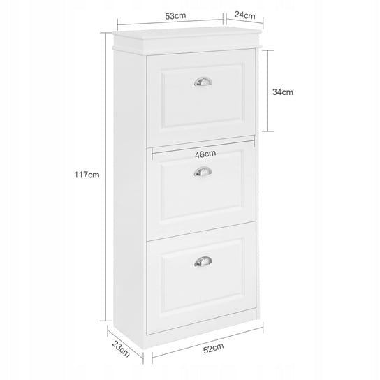 Biała szafka na buty z 3 drzwiami – 52x117x23 cm