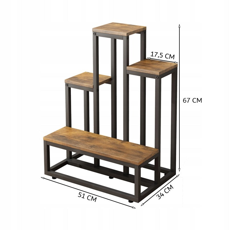 Rustykalny stojak na rośliny 67 cm – elegancki regał na doniczki na nóżkach