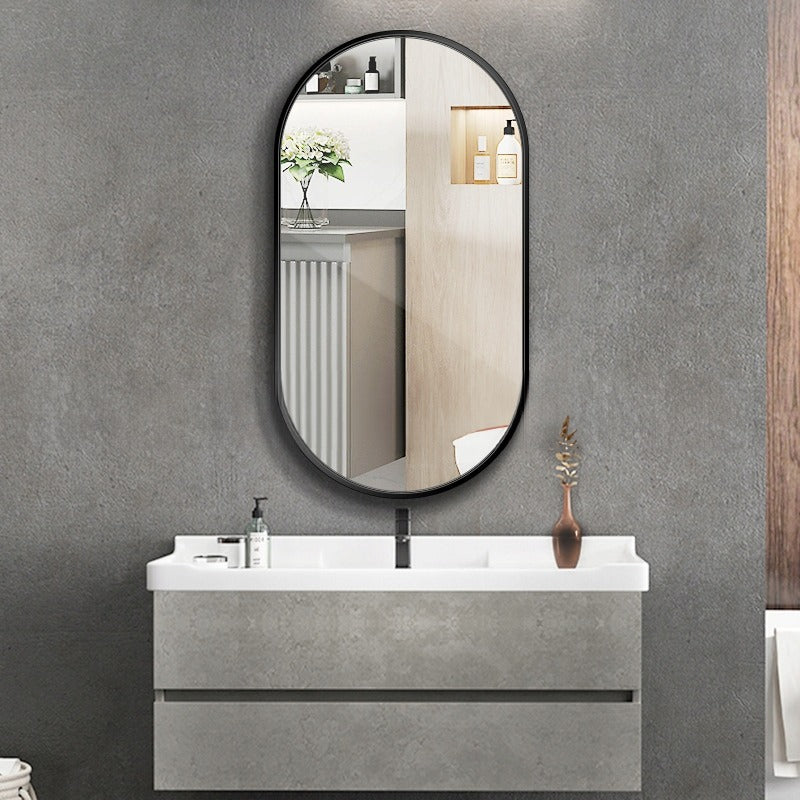 Duże lustro owalne industrialne łazienkowe salon sypialnia czarne 100x50 cm