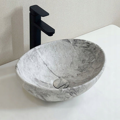 Umywalka nablatowa ceramiczna stawiana 42x34 cm imitacja kamienia okrągła
