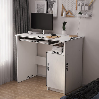 Biurko komputerowe z półką białe z szafką - 90 cm