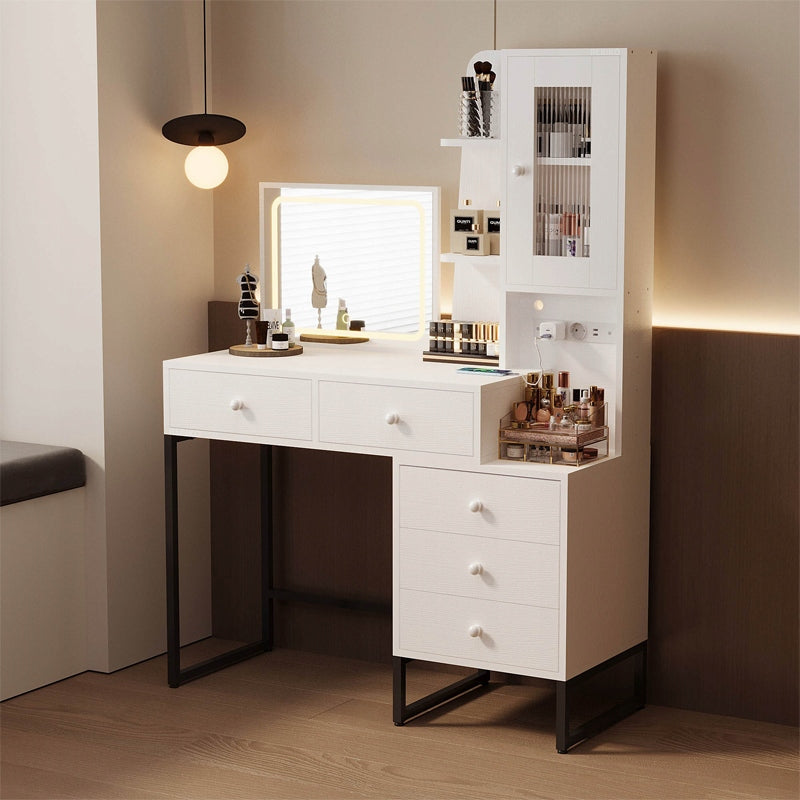 Toaletka kosmetyczna makijażu wizażu z lustrem LED glamour nowoczesna loft