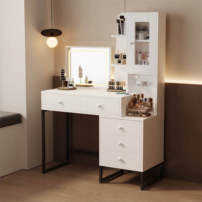 Toaletka kosmetyczna makijażu wizażu z lustrem LED glamour nowoczesna loft