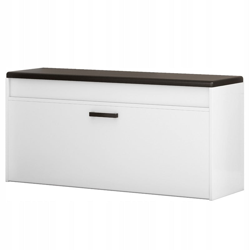 Szafka na buty biała z siedziskiem schowkiem duża 2 półki otwierana 100 cm