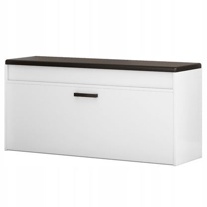 Szafka na buty biała z siedziskiem schowkiem duża 2 półki otwierana 100 cm