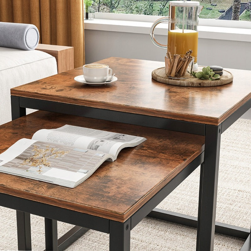 Zestaw 2 stolików kawowych 2 w 1 – składane stoliki kwadratowe do salonu