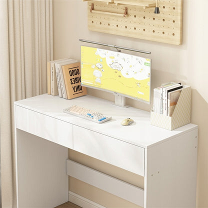 Biurko komputerowe białe 100 cm – nowoczesne, loft, 2 szuflady, stół toaletka