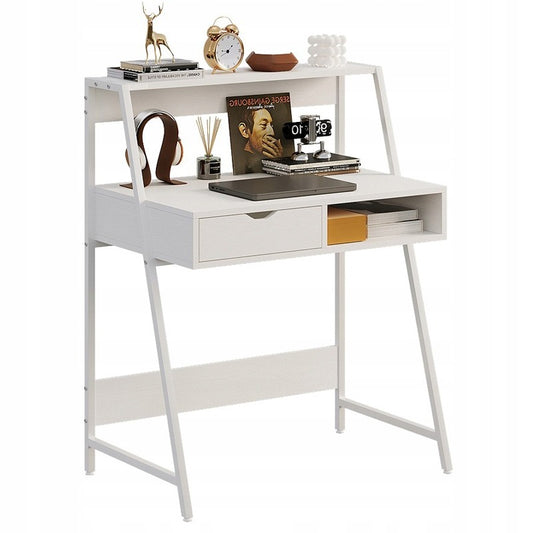 Biurko komputerowe białe w stylu industrialnym – białe, 81x100x50 cm