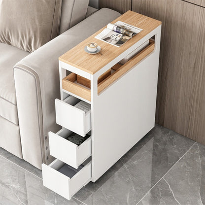 Szafka na kółkach z 3 szufladami, biała, 65x82x23 cm