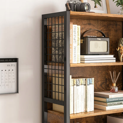 Szafka industrialna 74x30x155 cm – 5 półek, MDF i metal, styl loftowy