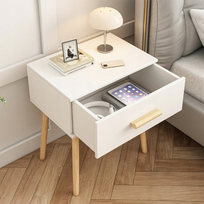 Szafka nocna biała z szufladą – loft skandynawski, idealna do sypialni glamour