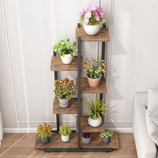 Kwietnik metalowy z półkami – 113 cm, styl industrialny